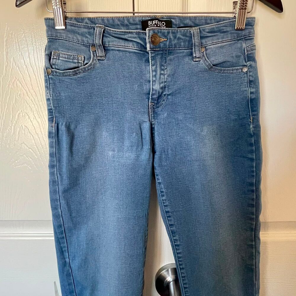 Buffalo David Bitton Womens 2/26 Aubrey Mid Rise Super Soft Capri Jeans Blue - Picture 4 of 11